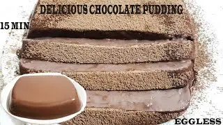 EGGLESS CHOCOLATE PUDDING | WITH COCOA POWDER | NO BAKING | NO CHINA GRASS | Hands Dainty