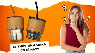 Ly Thủy Tinh SOIKA SC01 Chịu Nhiệt Độ Cao C&oacute; Nắp K&iacute;n Nước Ống H&uacute;t V&agrave; Bao Da Sang Trọng