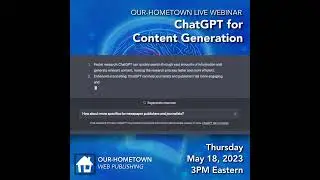 LIVE Webinar: ChatGPT for Content Generation to take place on May 18th