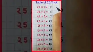 Table of 25 Trick| Easy and fast way to remember table of 25#shorts #table #tabletrick #tricks