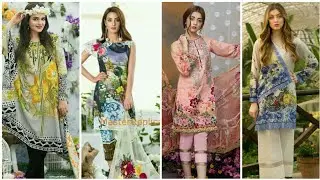 Digital print lawn cotton dress designing ideas | pakistani model wear digital print suit |
