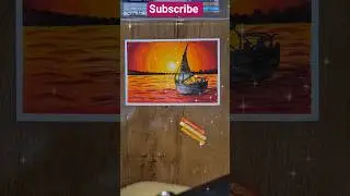 Super Easy Sunset Scenery Drawing | Oil Pastel Art for Beginners#art #oilpastel