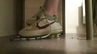 Shoeplay under the desk crushing cereals with Nike Air Force PLT.AF.ORM sneakers and socks