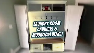 Putting in the laundry room cabinets, mudroom bench & bathroom cabinet 