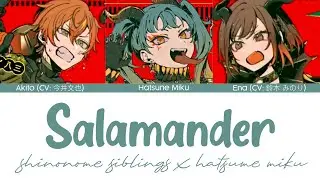 Salamander | サラマンダー | Shinonome Akito, Shinonome Ena, Hatsune Miku | JP/ROM/ENG | Color Coded Lyrics