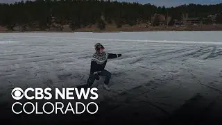 Skaters flock to popular lake west of Denver metro area as ice skating season begins