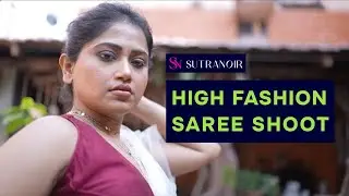 High Fashion Saree Shoot | White Net Saree with Wine Blouse | SutraNoir