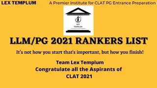 CLAT PG 2021 & AILET PG 2021 Rankers List for Lex Templum! All the best Rankers and Aspirants.