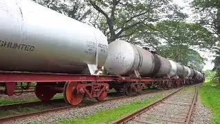 Full Loaded Oil Tanker (BTO/Bogie Tank Oil) Freight Train lead by 6301/MLW Bombardier MX 624  Loco