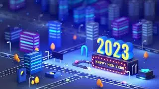 2023 Happy New Year Loop Animation (One Hour)