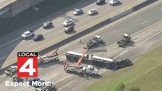 Gravel hauler rollover shuts down northbound I-75 at I-94