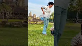 Playing with a monkey in Angkor #automobile #music #love #travel #angkorwat #angkorcomplex