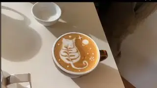 🐱cat art 🎨 Coffee art #coffee #latteart #animal