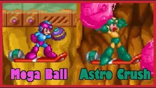 Clearing the infamous snowboard section using Mega Ball and Astro Crush. (Mega Man 8 - Wily Tower 1)