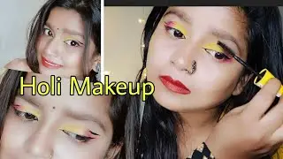 Soft Glowy Makeup Look For Holi 🌈 | holi makeup | simple easy makeup  #cutecoqueenbeauty