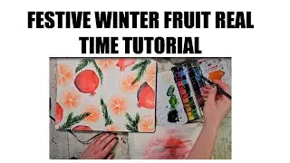 Festive Fruit Watercolor Sketchbook Spread - Real Time Tutorial