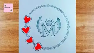 How to make a letter design || M  letter circle drawing with pencil sketch for beginners drawing