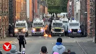 Violent protests erupts in Ballymena as police targeted and cars set on fire