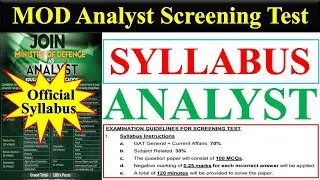MOD Analyst Official Syllabus for Screening Test | MOD Analyst Screening Test | MOD Analyst Jobs |