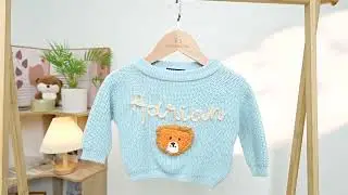 SwaddleAn Custom Baby Sweater &ndash; Hand Embroidered Lion Design