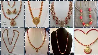 Light weight gold coral necklace coral necklace jewellery designs|| light weight jewellery