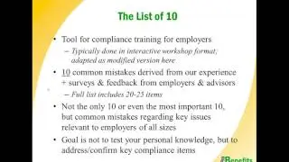 2017-06-20 ProBenefits Webinar - 10 Common Benefits Compliance Mistakes