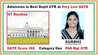 Winter Selection @ Low GATE Score | General | IIT Roorkee | Dep of Management studies | Direct PhD