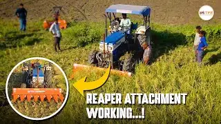 Tractor Reaper Machine Full Working Demo | Modern Farming with Reaper Attachment 🚜