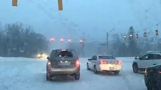 Morning commute through snow in Kalamazoo