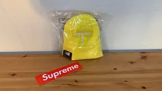Supreme New Era Cross Box Logo Beanie Lemon FW20