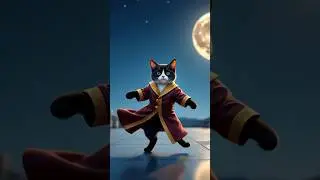 🌕 Midnight Rooftop Dance 😻 Royal Cat in Moonlight | Fantasy Cat Shorts | Cutiepayel004 #shorts