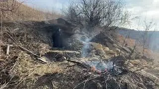Building a Cozy Stone Dugout for Survival - Warm Stove and Heated Bed Part 1