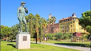 4K Ultra HD Nice, Promenade du Paillon, Parc de la Coul&eacute;e Verte, Statue de David, Jean-Baptiste.  12