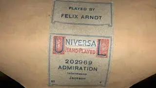 Admiration - Intermezzo | R. C. Jackson 1916 | Pb. Felix Ardnt | Player piano roll