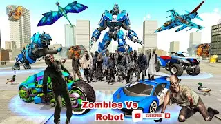 FLYING Police Robot Game PART 3||Mission 6&7 Robot Vs zombies|| Open world Gameplay Android