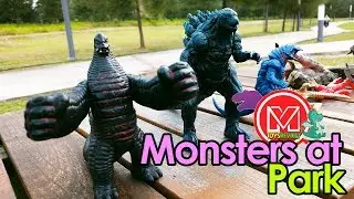Godzilla, Gamera, TRex Dinosaurs, Monsters, Ultraman, in Park | MOQ ToysReview