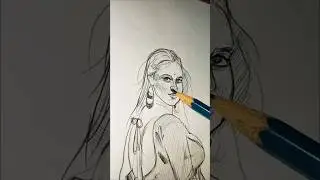 Full Figure Saree Drawing | Simple Yet Beautiful 😍 #shorts