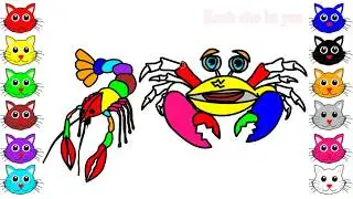 Shrimp and Crab coloring pages for kids How to draw Sea Animals