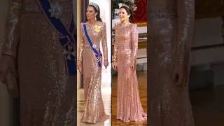 The matching dresses worn by style sisters Princess Catherine and Queen Mary of Denmark.