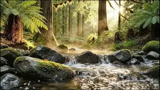Exotic River Escape  Golden Riverbed Water Sounds with Tropical Palms   Sleep Therapy 💚💤