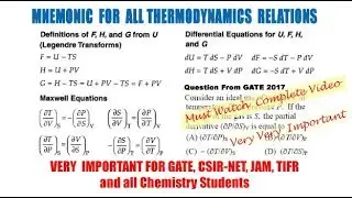 Simplest Trick (Mnemonic) for all THERMODYNAMIC RELATIONS (Maxwell Relation)