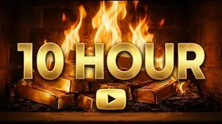 10 Hour Gold Bars Burning Fireplace | Luxury Ambient Fire Sounds for Relax, Sleep & Focus