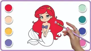 How to Draw Ariel Mermaid step by step |Cute Mermaid Drawing and Coloring for kids#drawing #coloring