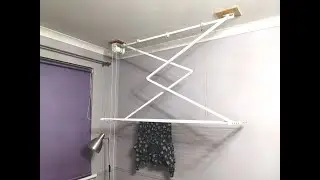 Foxydry Mini Pulley clothes airer mounted to ceiling. Fix laundry drying rack  to plasterboard.