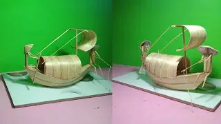 DIY/miniature boat making with bamboo/how to make mini boat/amazing bamboo craft/