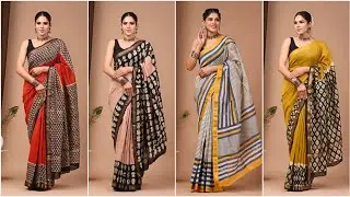Maheshwari Silk Sarees | Free Shipping | Bagru Print Maheshwari Silk Sarees #shopnow 