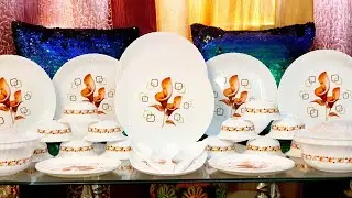 Vittamix Exclusive and Microwave Safe, Unbreakable Plastic Printed Round Dinner Set of 36 Pieces