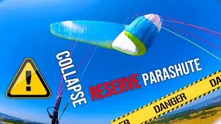 PARAGLIDING landing, massive collapse and RESERVE parachute 4K