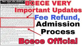BCECE Big Updates Regarding Fee Refund,Documents Verification, Admission Process