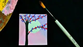 Miniature moonlight painting for beginners | Aesthetic cute painting | Artistium